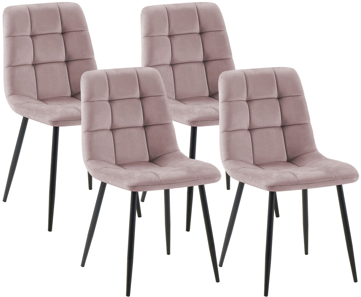 4er Set Esszimmerstuhl Tilde Samt pink