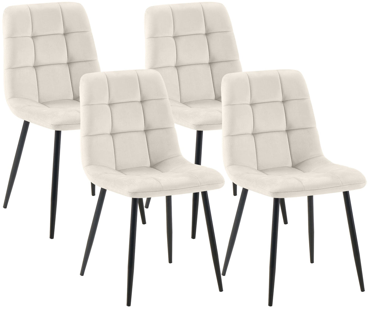 4er Set Esszimmerstuhl Tilde Samt cremeweiß