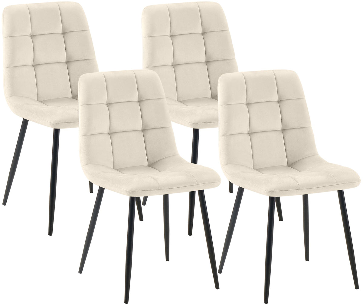 4er Set Esszimmerstuhl Tilde Samt creme