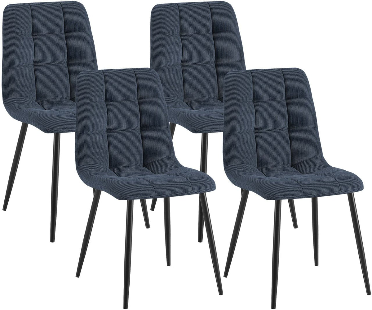 4er Set Esszimmerstuhl Tilde Cord blau