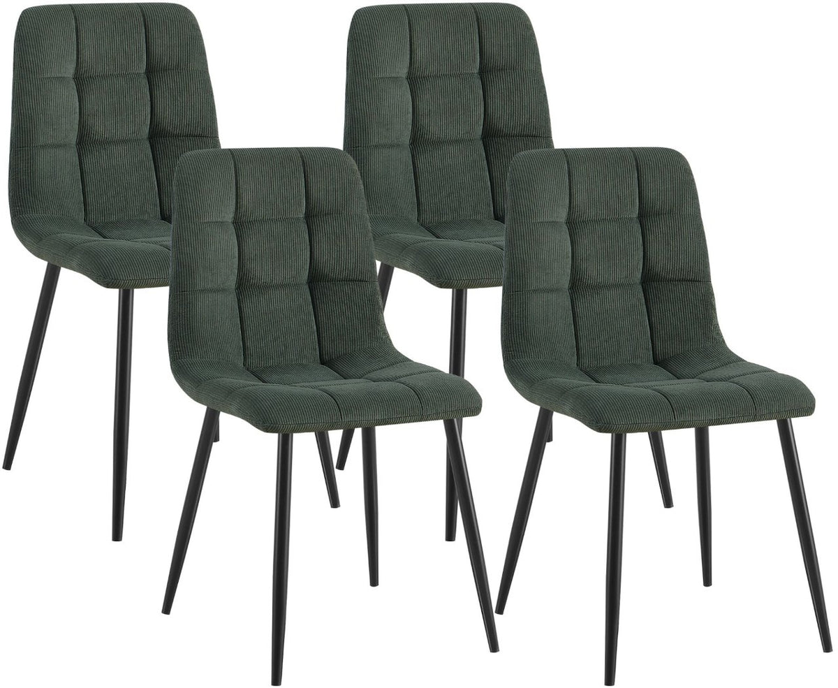 4er Set Esszimmerstuhl Tilde Cord grün