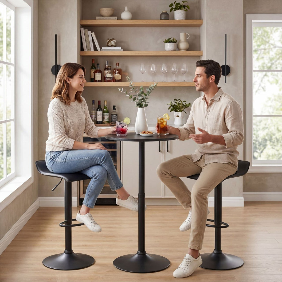 Barset Lumo met 2 barkrukken zwart schwarz