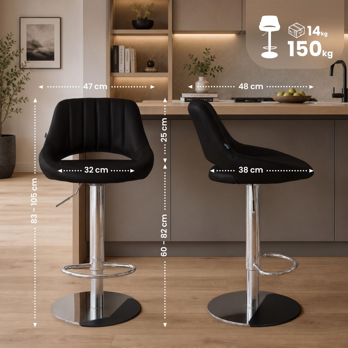 Barhocker HD Milet C Kunstleder schwarz