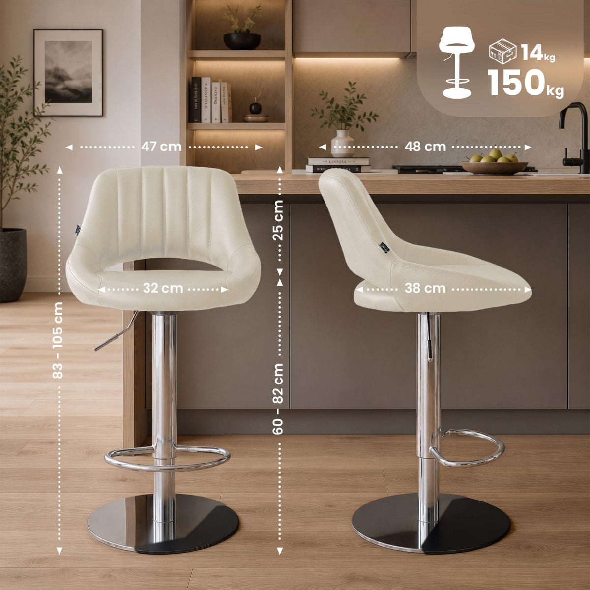 Barhocker HD Milet C Kunstleder creme