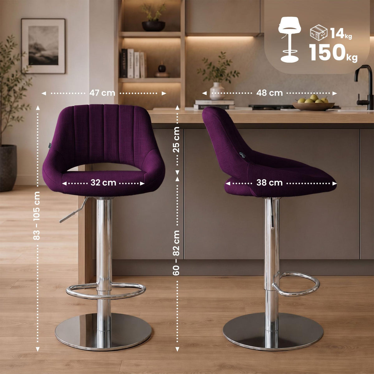 Barhocker HD Milet C Stoff lila