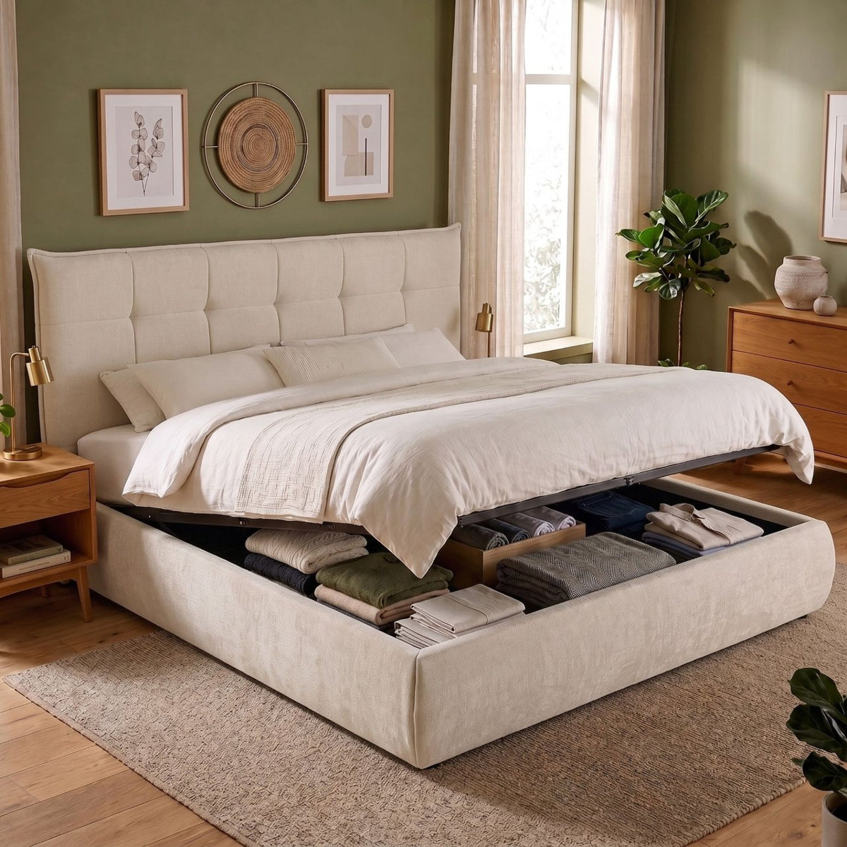 Bett Mirka 180x200 cm Stoff creme
