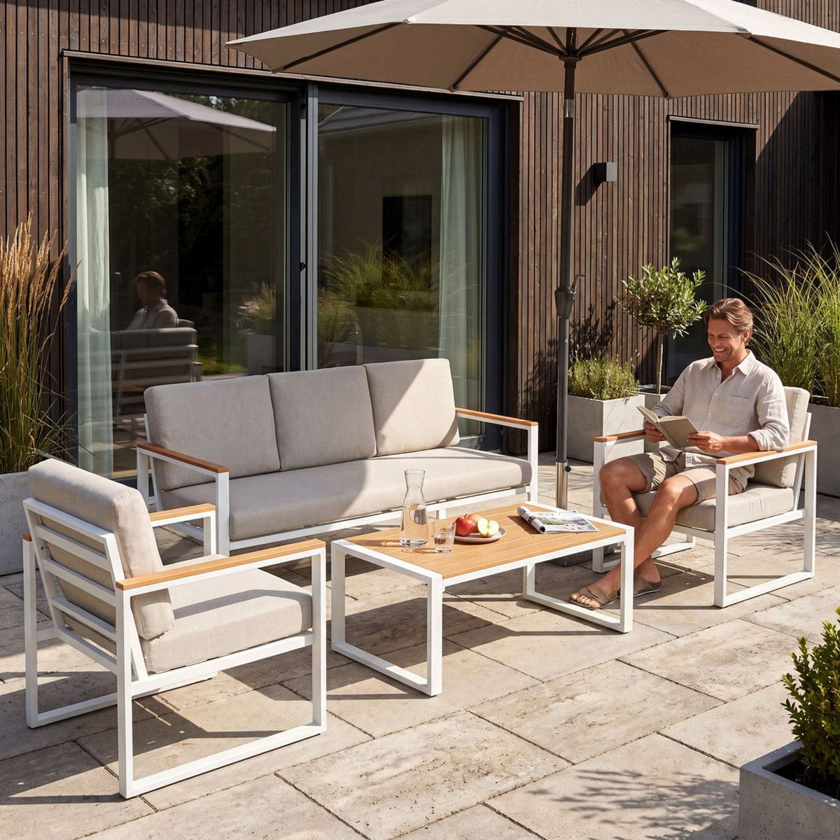 Loungeset Rodiesa wit weiß