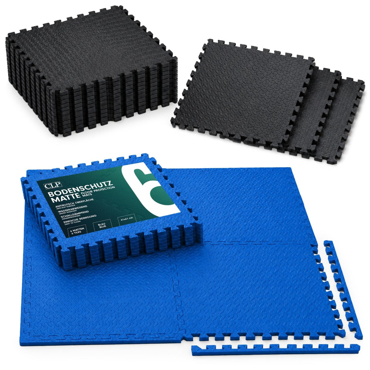 V2 6er Bodenschutzmatte 61x61cm  blau