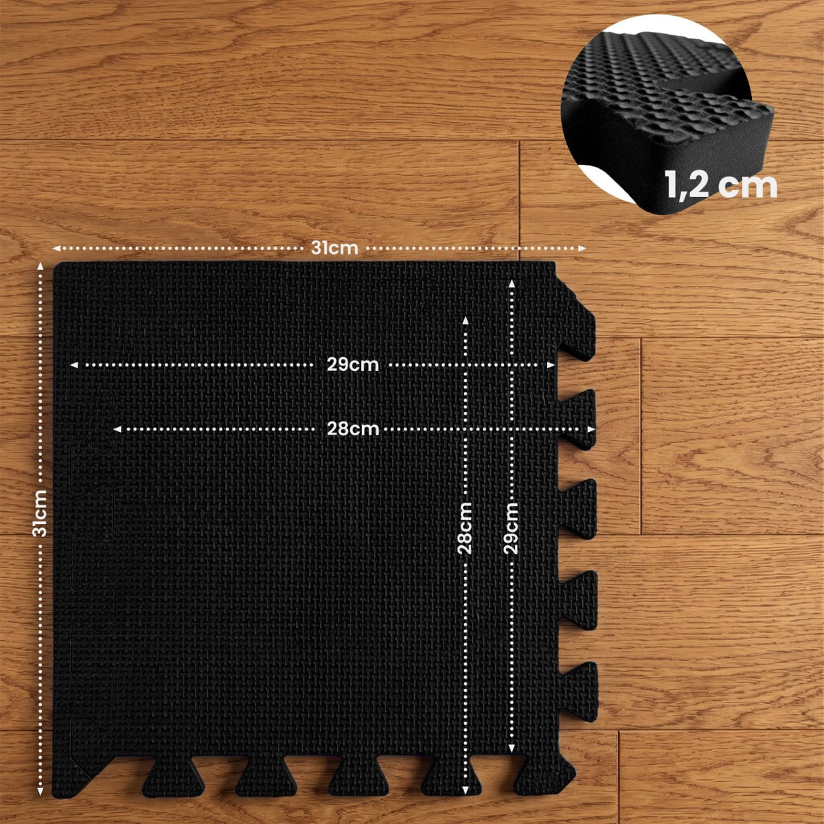 V2 18er Bodenschutzmatte 31x31cm schwarz