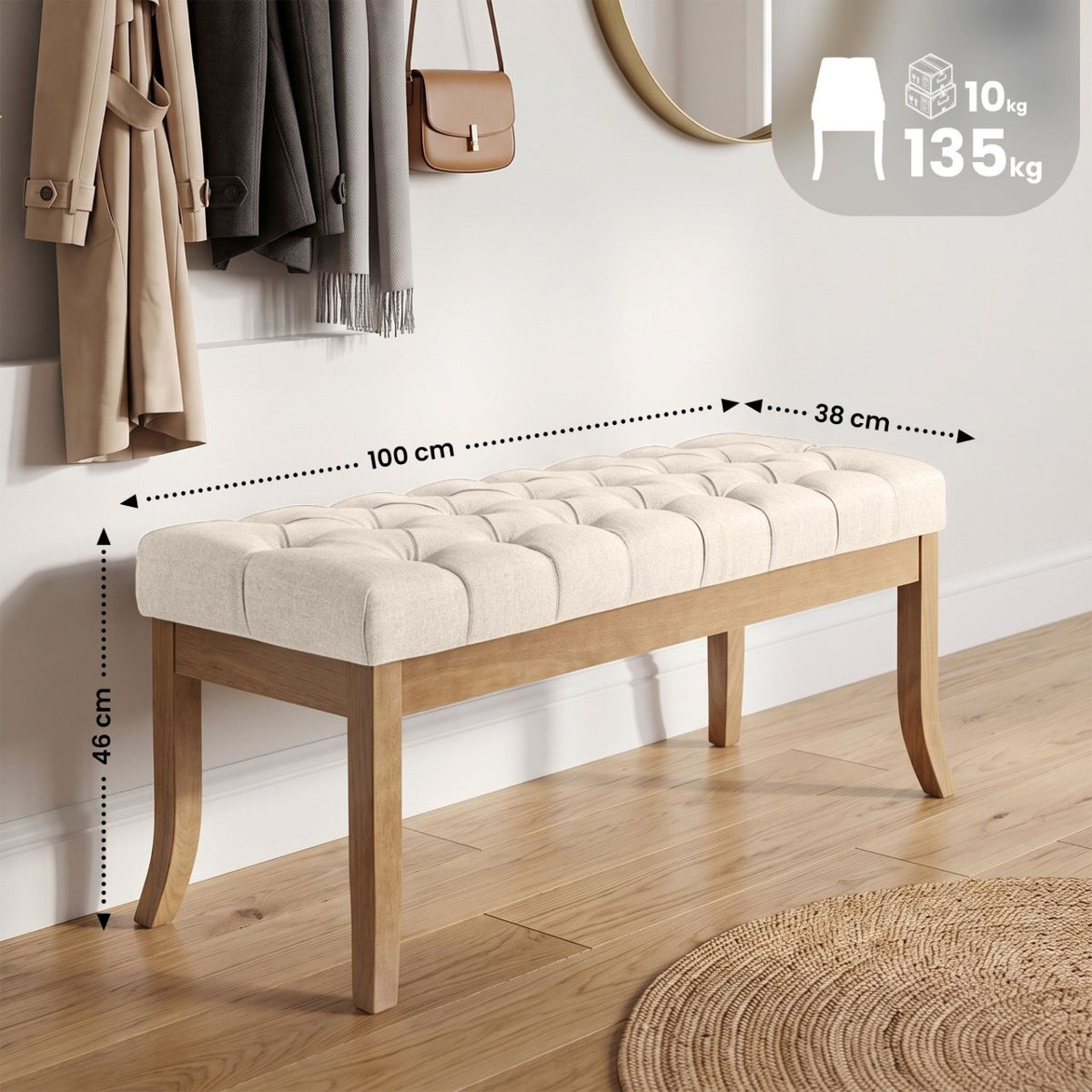 Sitzbank Ramses Stoff antik-hell 100 creme