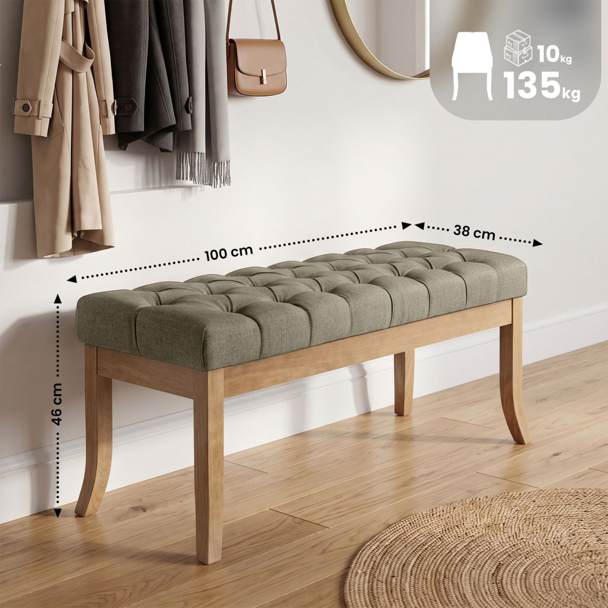 Sitzbank Ramses Stoff antik-hell 100 taupe