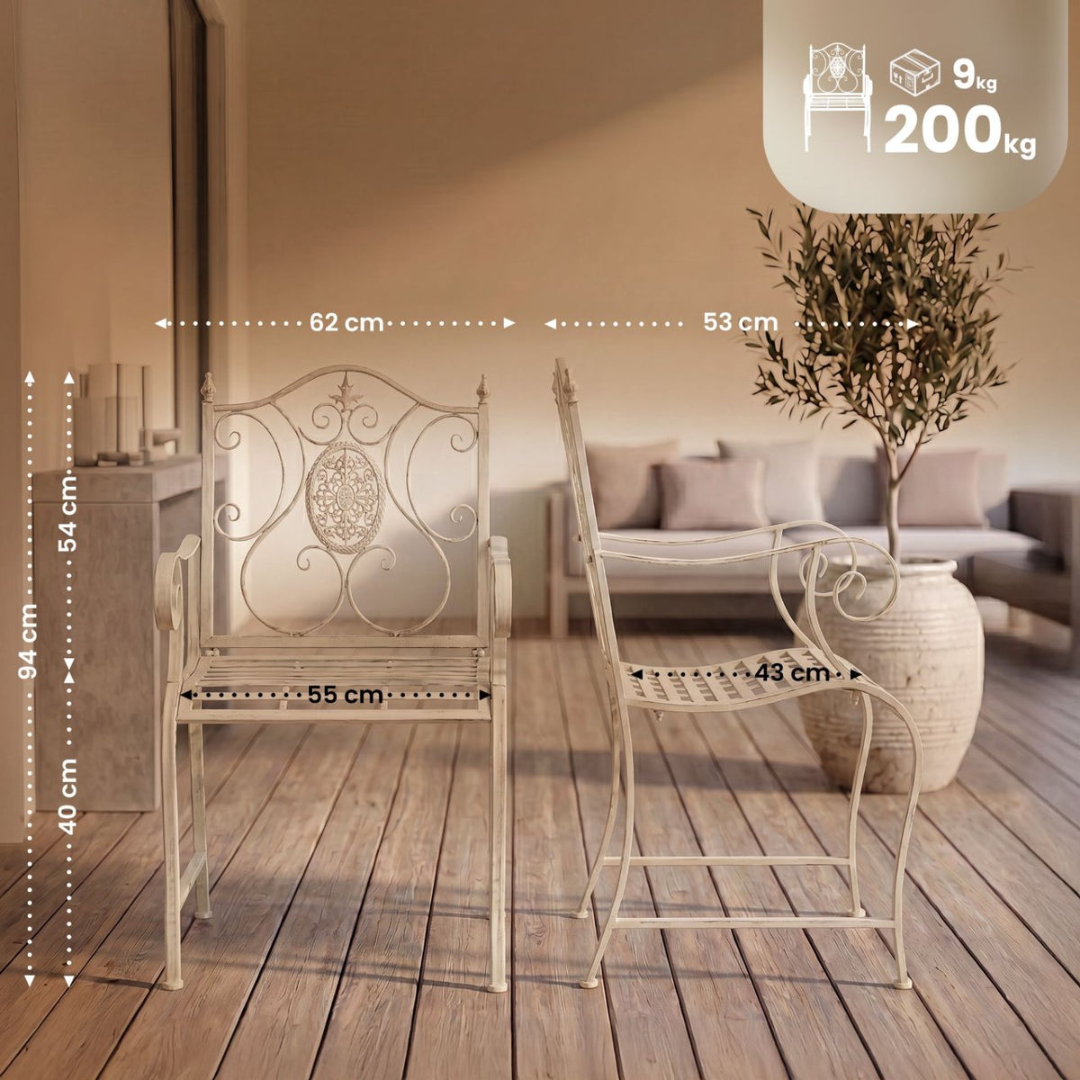 Tuinstoel Punjab antiek/creme antik-creme