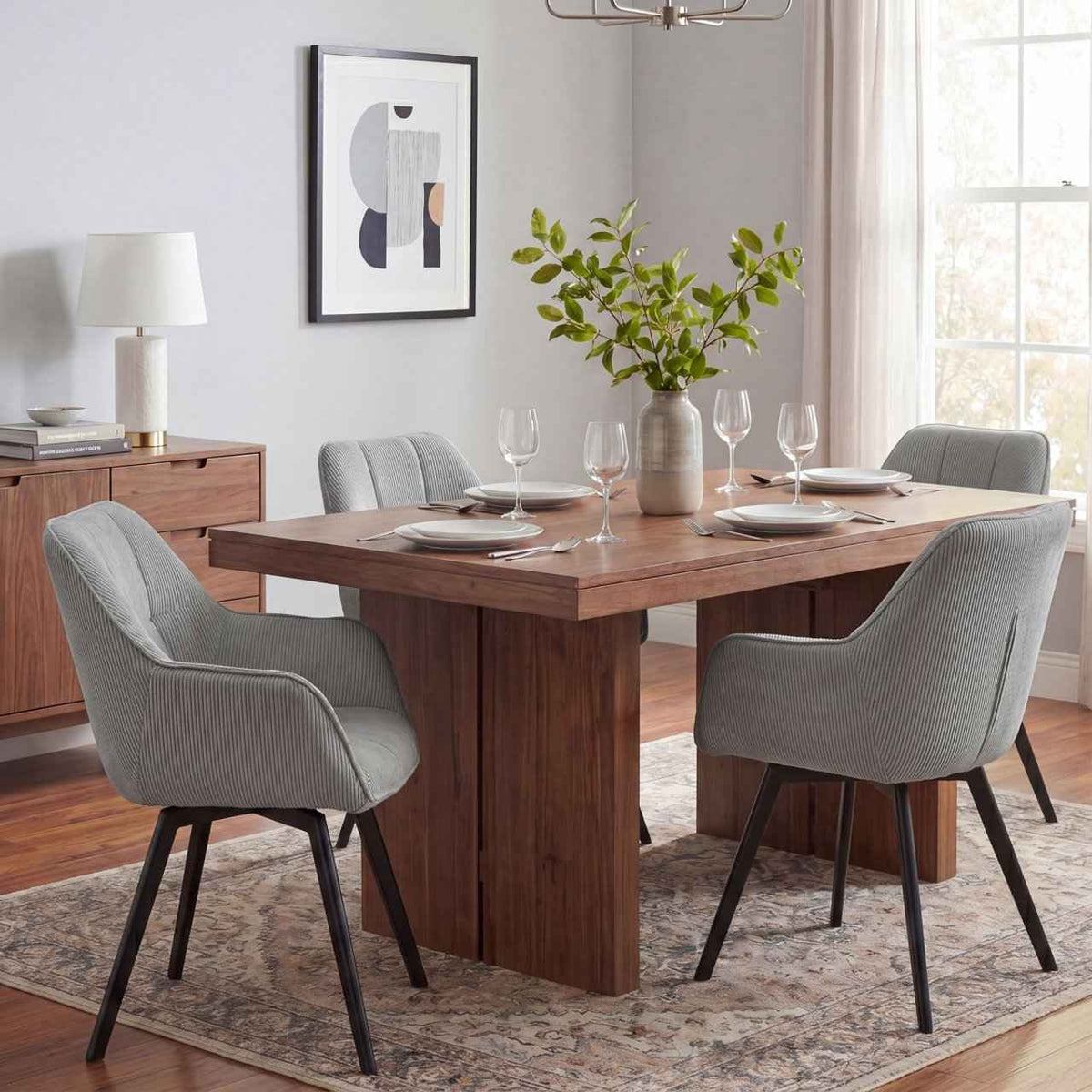 Eetkamerstoel Jordi Cord grijs grau