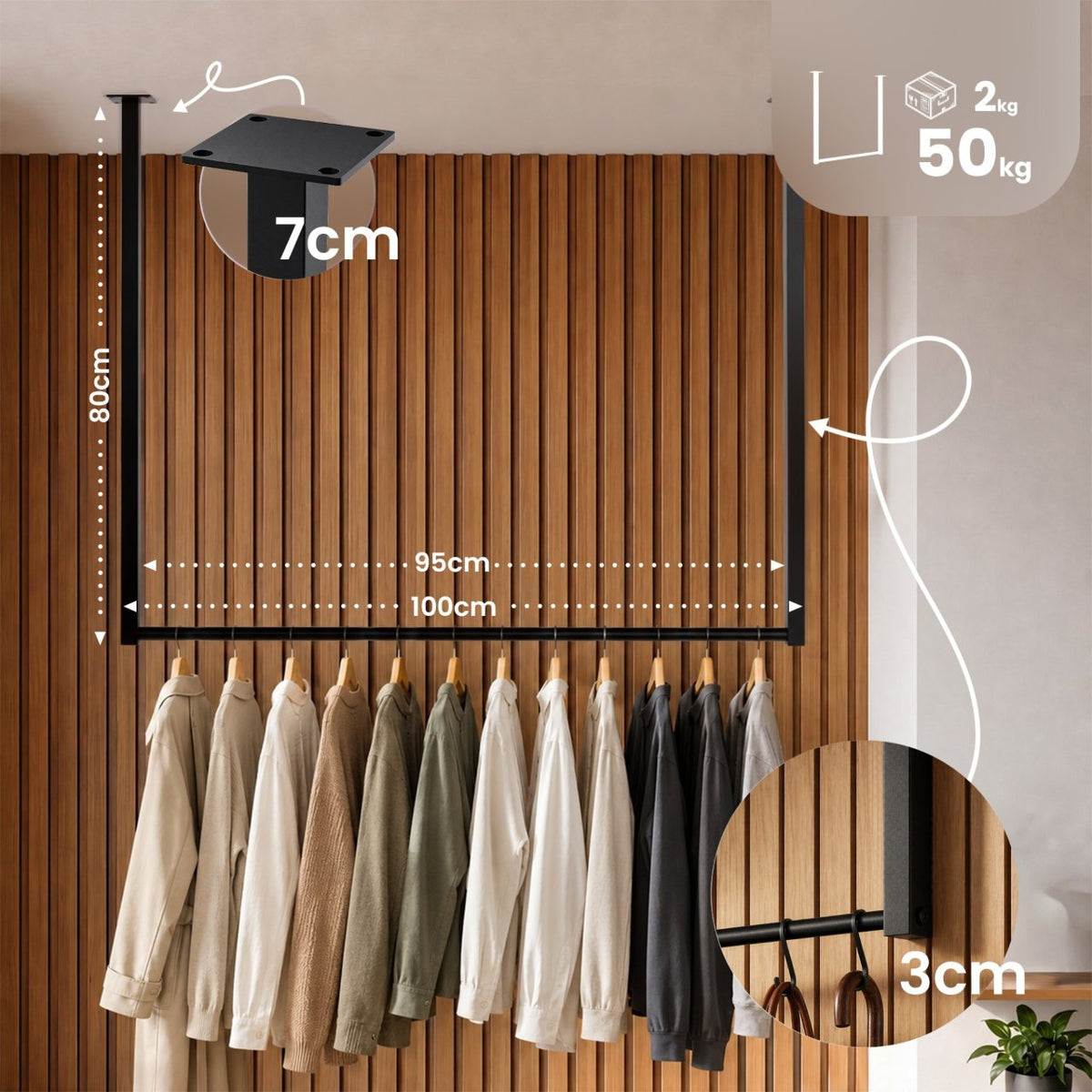 Kledingstang Fenton 100x80 cm schwarz