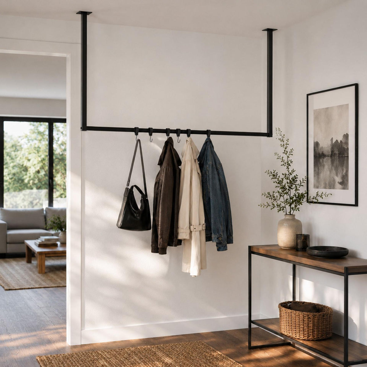 Kledingstang Fenton met 6 haken 120x60 cm schwarz