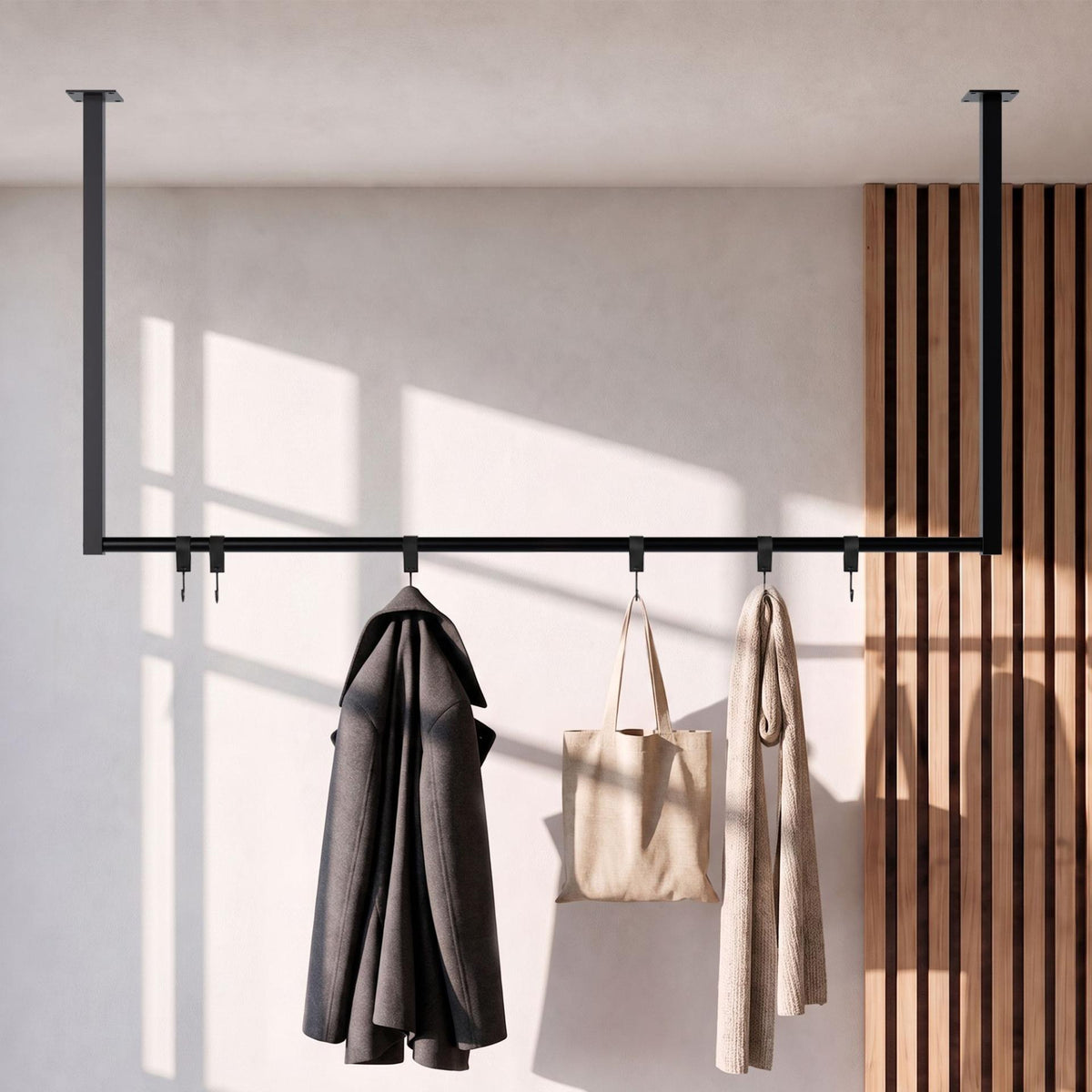 Kledingstang Fenton met 6 haken 120x60 cm schwarz