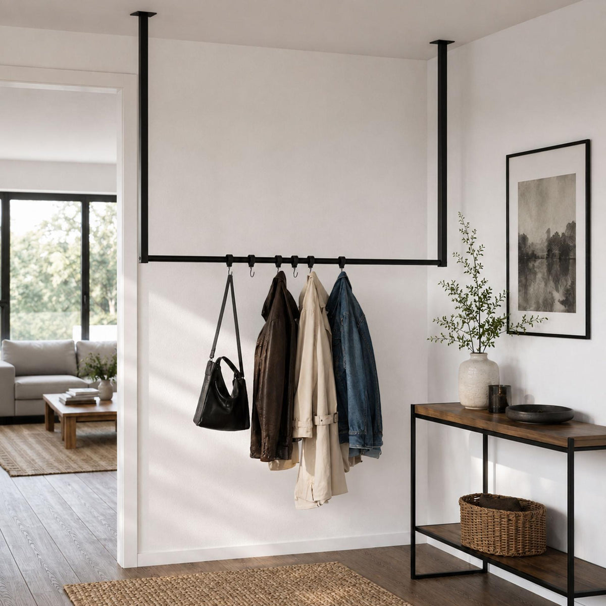 Kledingstang Fenton met 6 haken 120x80 cm schwarz