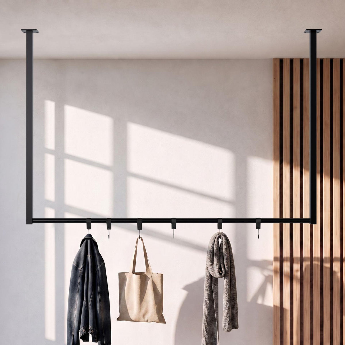 Kledingstang Fenton met 6 haken 120x80 cm schwarz