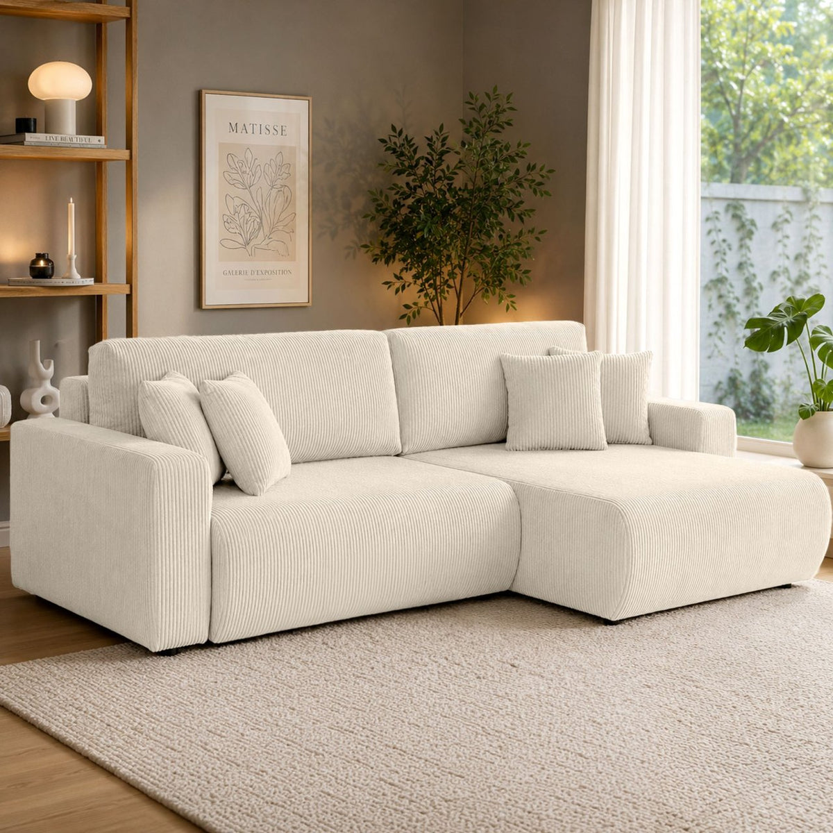 Ecksofa Brescia 4 Sitzer Cord creme