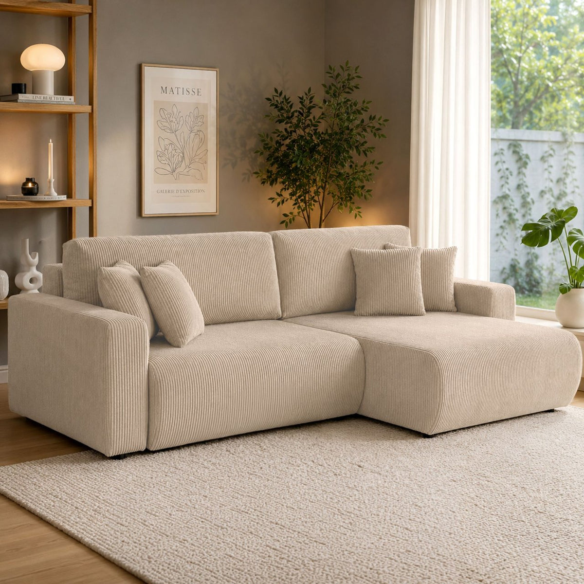 Ecksofa Brescia 4 Sitzer Cord khaki