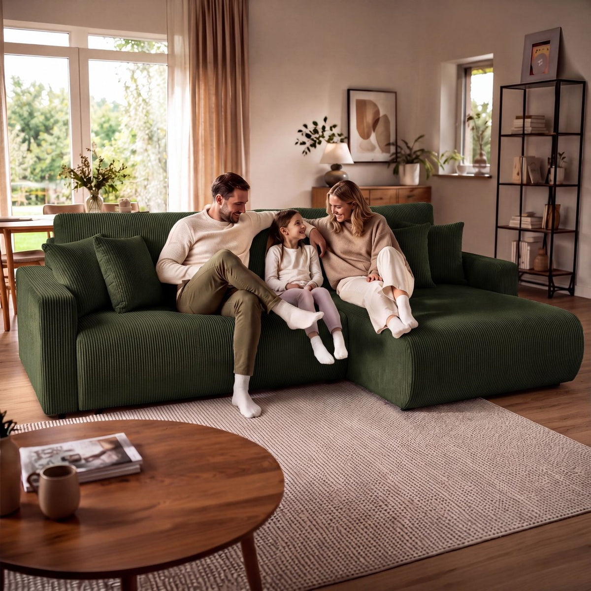 Ecksofa Brescia 4 Sitzer Cord grün