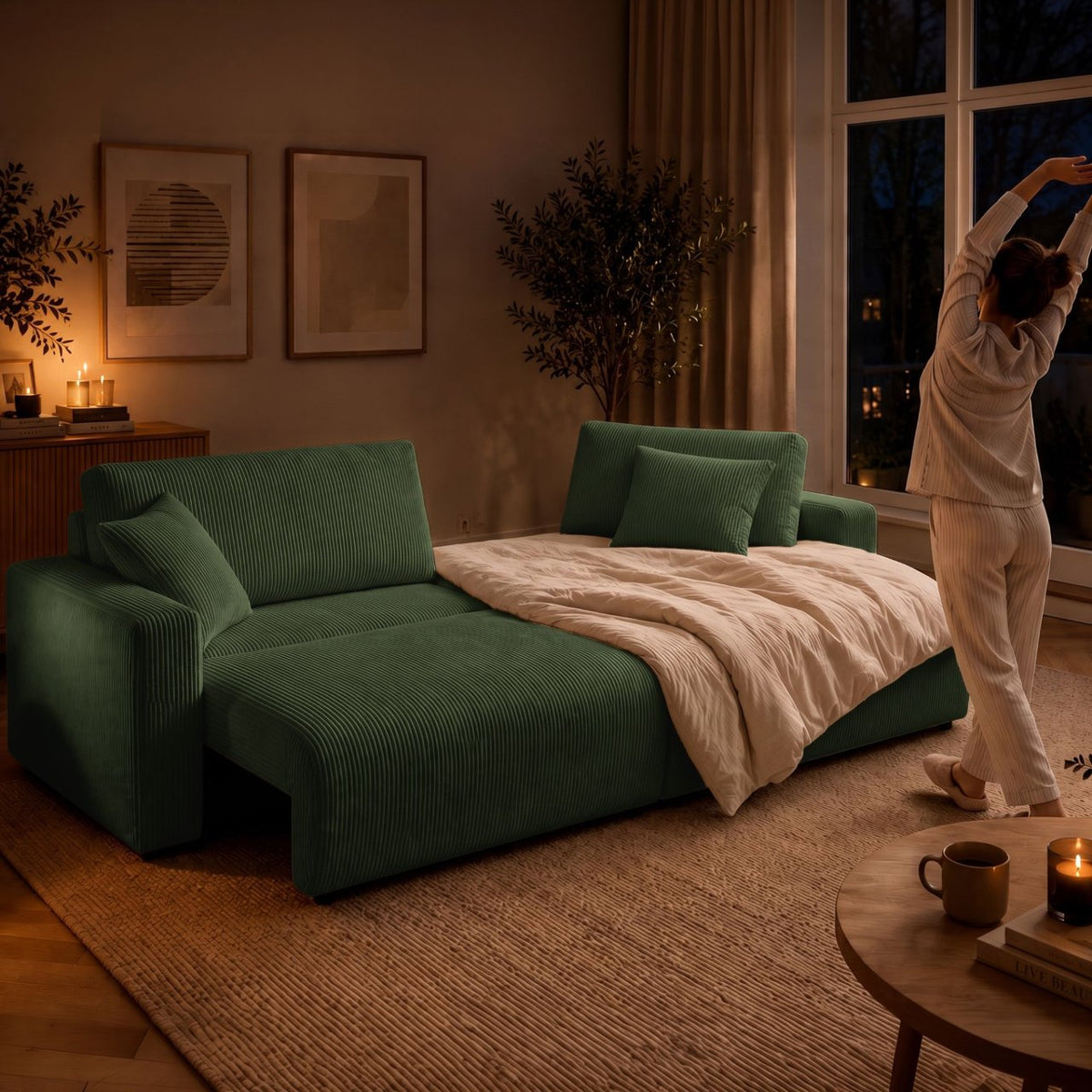 Ecksofa Brescia 4 Sitzer Cord grün