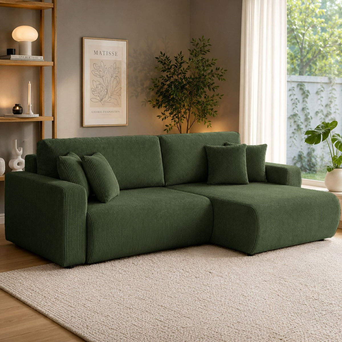 Ecksofa Brescia 4 Sitzer Cord grün