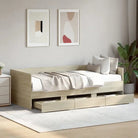 2-in-1 slaapbank met lades in bewerkt hout levering bevat - Sonoma eiken / 100 x 200 cm - Bedden & bedframes