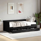 2-in-1 slaapbank met lades in bewerkt hout levering bevat - Zwart / 90 x 190 cm - Bedden & bedframes