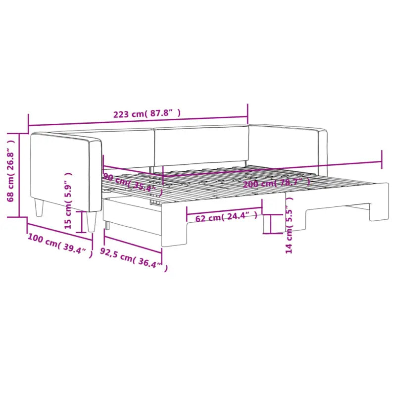 2-in-1 Slaapbank met Onderbed voor Woon- en Slaapkamers - Bedden & bedframes
