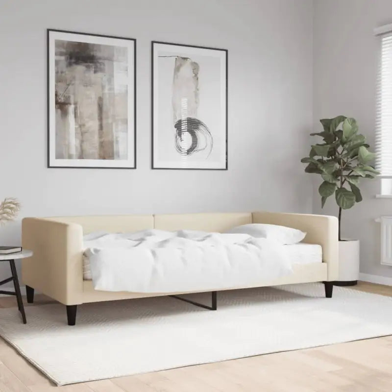 2-in-1 Slaapbank met Onderbed voor Woon- en Slaapkamers - Crème / 100 x 200 cm / met matras - Bedden & bedframes