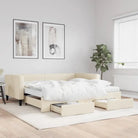 2-in-1 Slaapbank met Onderbed voor Woon- en Slaapkamers - Crème / 100 x 200 cm / met onderschuifbed en lade en matras