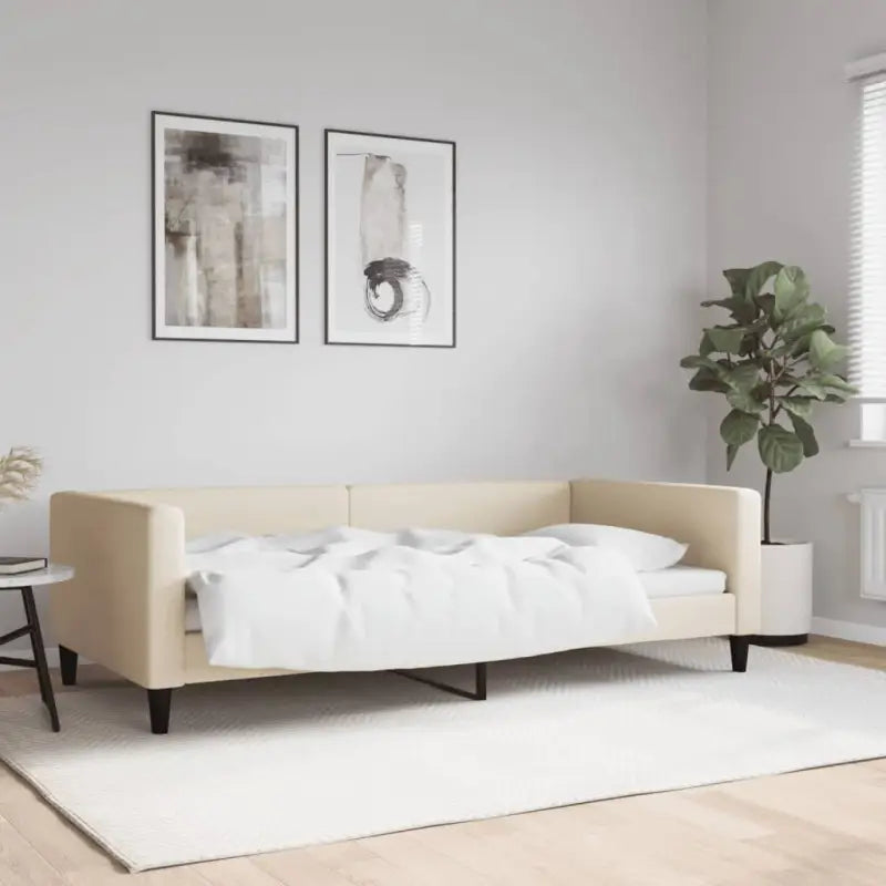 2-in-1 Slaapbank met Onderbed voor Woon- en Slaapkamers - Crème / 100 x 200 cm / zonder matras - Bedden & bedframes
