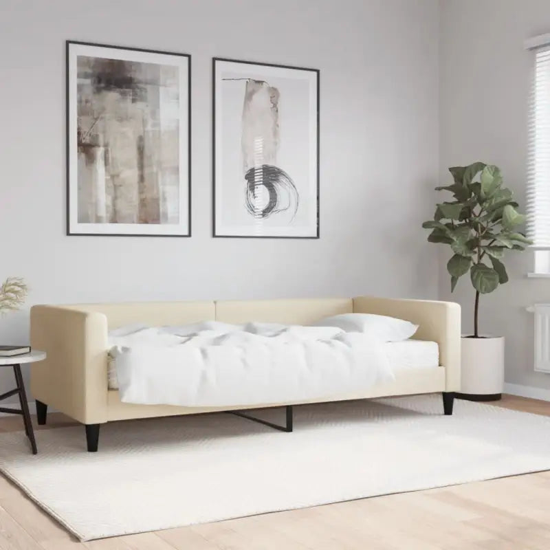 2-in-1 Slaapbank met Onderbed voor Woon- en Slaapkamers - Crème / 90 x 200 cm / met matras - Bedden & bedframes