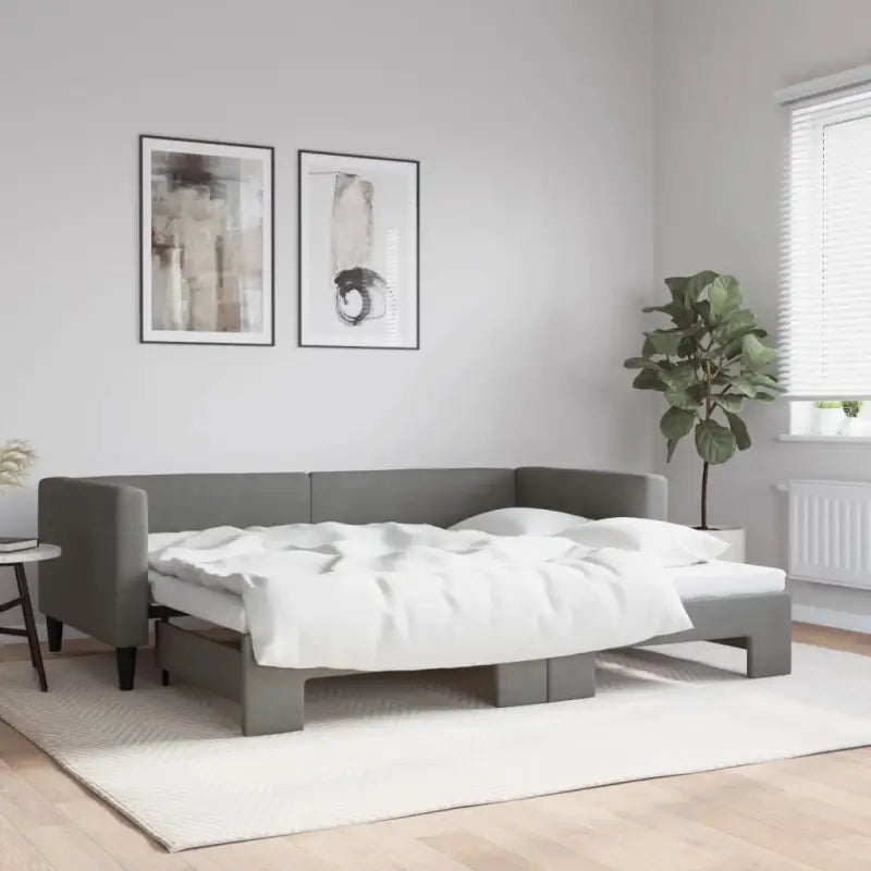 2-in-1 Slaapbank met Onderbed voor Woon- en Slaapkamers - Donkergrijs / 90 x 200 cm / met onderschuifbed - Bedden &
