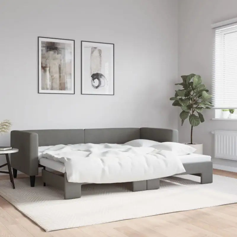 2-in-1 Slaapbank met Onderbed voor Woon- en Slaapkamers - Donkergrijs / 80 x 200 cm / met onderschuifbed - Bedden &