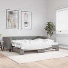 2-in-1 Slaapbank met Onderbed voor Woon- en Slaapkamers - Donkergrijs / 90 x 190 cm / met onderschuifbed en matras