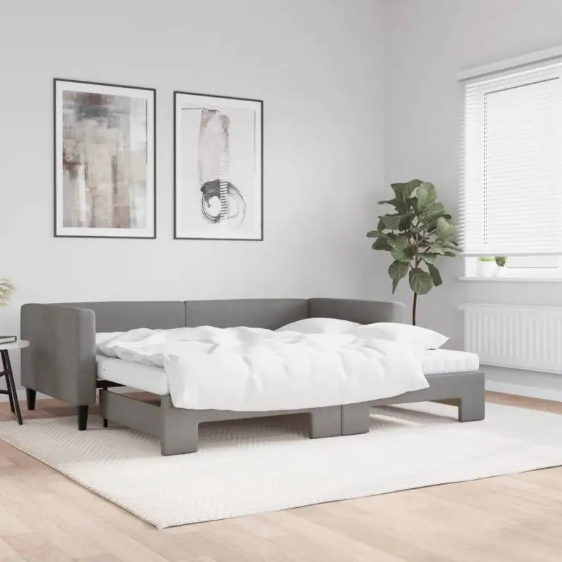 2-in-1 Slaapbank met Onderbed voor Woon- en Slaapkamers - Donkergrijs / 90 x 190 cm / met onderschuifbed en matras