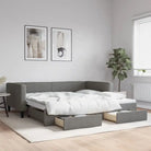 2-in-1 Slaapbank met Onderbed voor Woon- en Slaapkamers - Donkergrijs / 100 x 200 cm / met onderschuifbed en lade