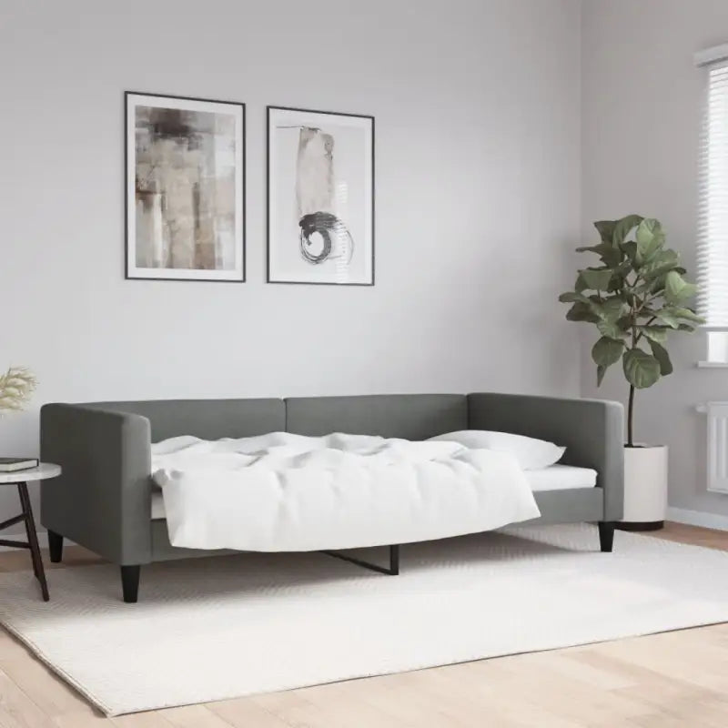 2-in-1 Slaapbank met Onderbed voor Woon- en Slaapkamers - Donkergrijs / 100 x 200 cm / zonder matras - Bedden &