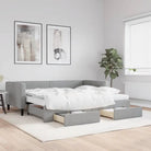 2-in-1 Slaapbank met Onderbed voor Woon- en Slaapkamers - Lichtgrijs / 90 x 200 cm / met onderschuifbed en lade