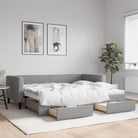 2-in-1 Slaapbank met Onderbed voor Woon- en Slaapkamers - Lichtgrijs / 90 x 190 cm / met onderschuifbed en lade