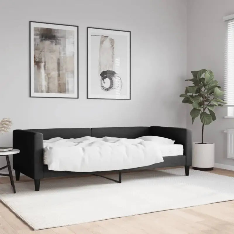 2-in-1 Slaapbank met Onderbed voor Woon- en Slaapkamers - Zwart / 80 x 200 cm / met matras - Bedden & bedframes
