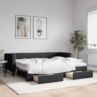 2-in-1 Slaapbank met Onderbed voor Woon- en Slaapkamers - Zwart / 80 x 200 cm / met onderschuifbed en lade - Bedden &