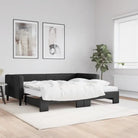 2-in-1 Slaapbank met Onderbed voor Woon- en Slaapkamers - Zwart / 90 x 200 cm / met onderschuifbed en matras - Bedden &