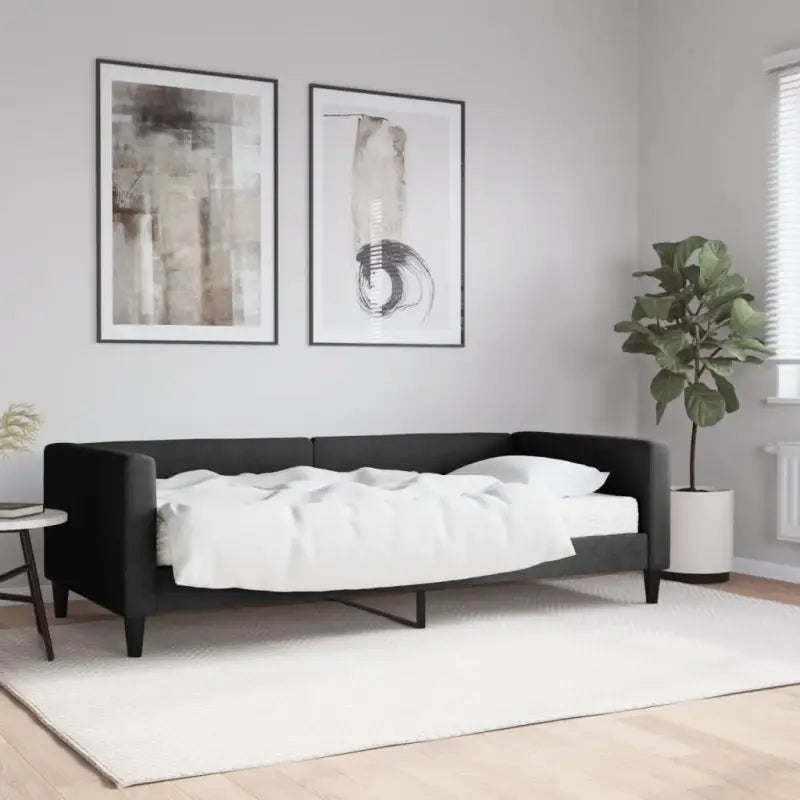 2-in-1 Slaapbank met Onderbed voor Woon- en Slaapkamers - Zwart / 90 x 200 cm / met matras - Bedden & bedframes
