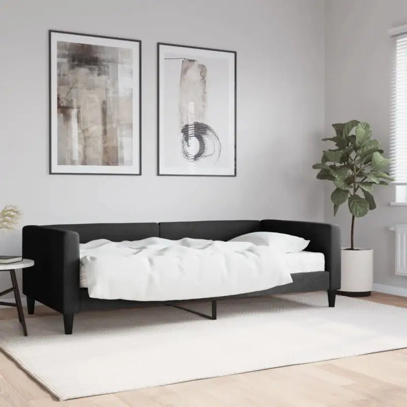 2-in-1 Slaapbank met Onderbed voor Woon- en Slaapkamers - Zwart / 90 x 190 cm / met matras - Bedden & bedframes