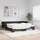 2-in-1 Slaapbank met Onderbed voor Woon- en Slaapkamers - Zwart / 90 x 190 cm / met onderschuifbed en matras - Bedden &