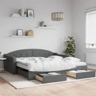2-in-1 Slaapbank met Onderbouwbed voor Woonkamer en Slaapkamer - Donkergrijs / 100 x 200 cm / met onderschuifbed