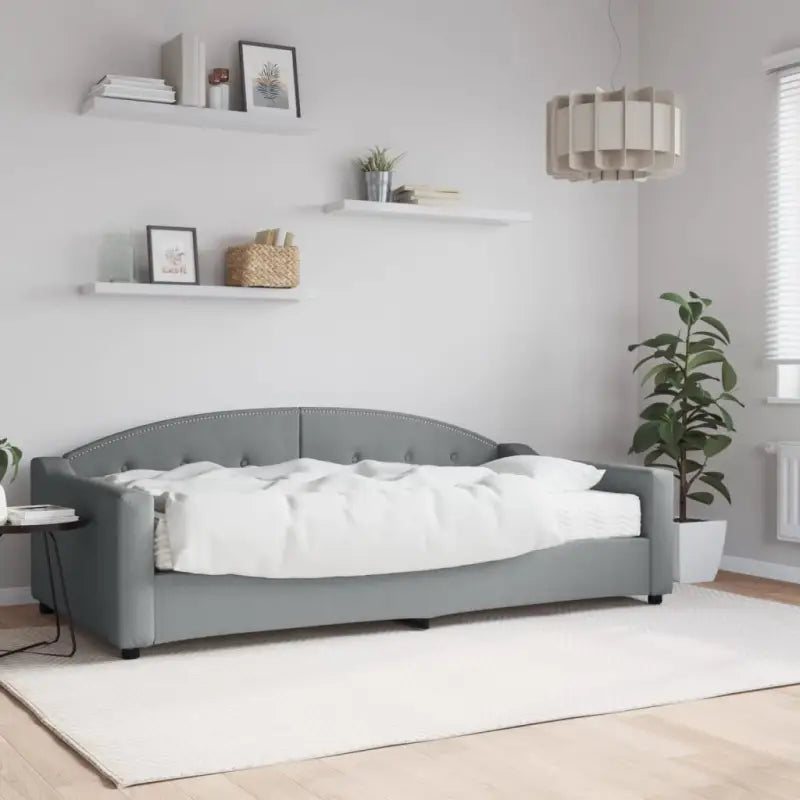 2-in-1 Slaapbank met Onderbouwbed voor Woonkamer en Slaapkamer - Lichtgrijs / 100 x 200 cm / met matras - Bedden &